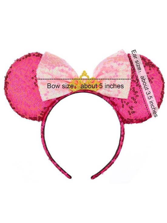 Women Red/Pink Shiny Bow Mickey Mouse Hair Headband For Cosplay main image 7